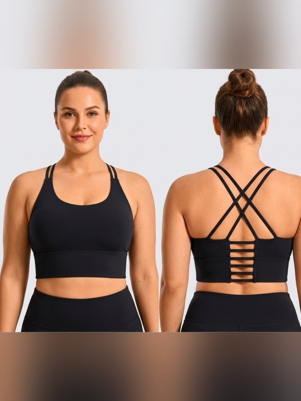 Black Strappy High-Neck Sports Bralette
